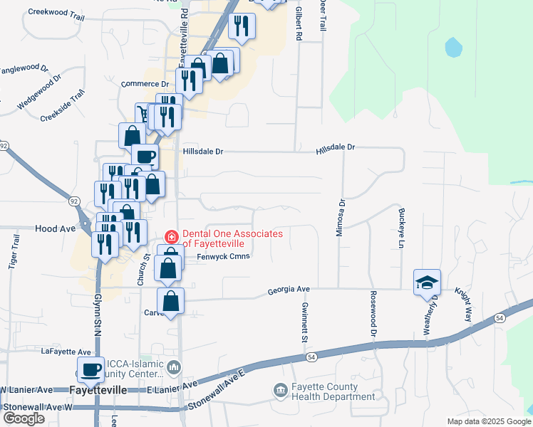 map of restaurants, bars, coffee shops, grocery stores, and more near 275 Carriage Chase in Fayetteville