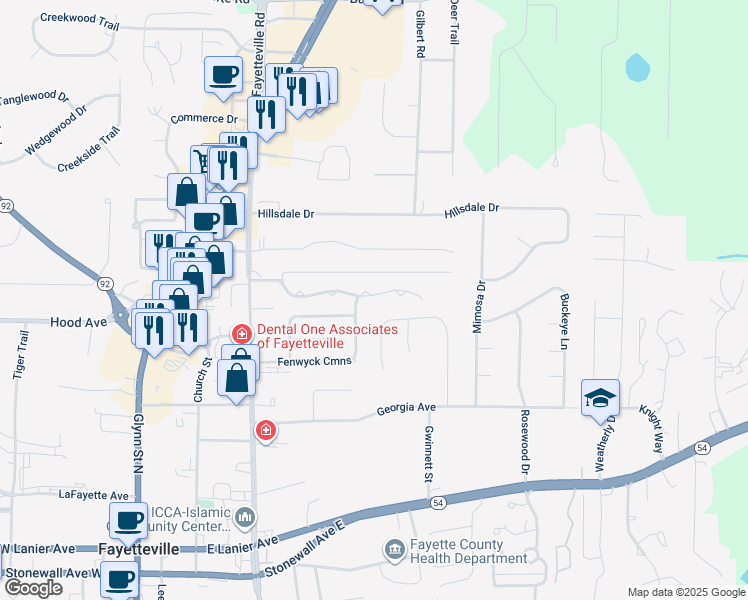 map of restaurants, bars, coffee shops, grocery stores, and more near 275 Carriage Chase in Fayetteville