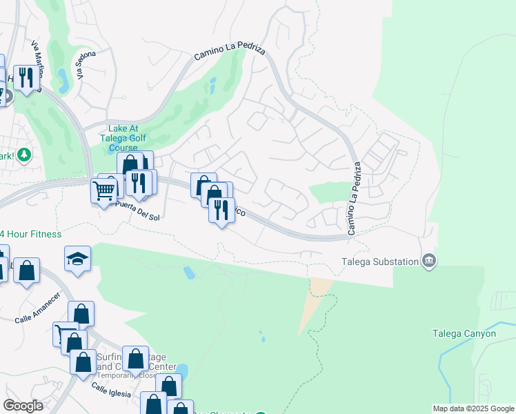 map of restaurants, bars, coffee shops, grocery stores, and more near 10 Corte Pasillo in San Clemente