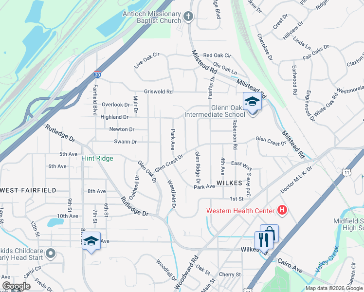 map of restaurants, bars, coffee shops, grocery stores, and more near 640 Glen Park Dr in Fairfield