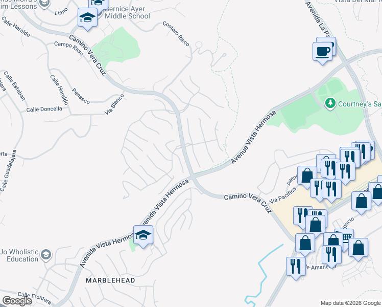 map of restaurants, bars, coffee shops, grocery stores, and more near 2428 Camino Oleada in San Clemente