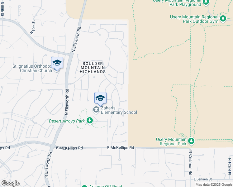 map of restaurants, bars, coffee shops, grocery stores, and more near 2330 North Boulder Mountain in Mesa