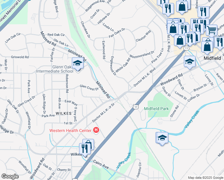 map of restaurants, bars, coffee shops, grocery stores, and more near 919 Milstead Road in Fairfield