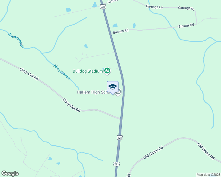 map of restaurants, bars, coffee shops, grocery stores, and more near 1070 Appling Harlem Road in Harlem