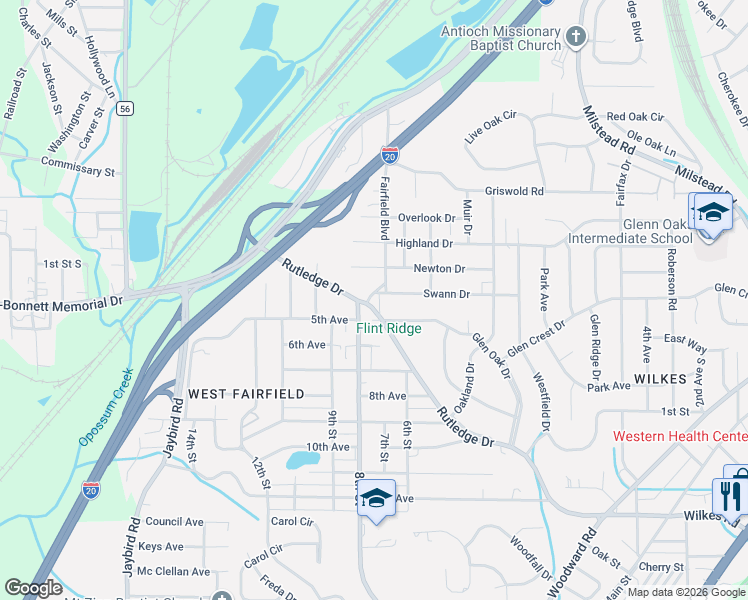 map of restaurants, bars, coffee shops, grocery stores, and more near 424 Rutledge Drive in Birmingham