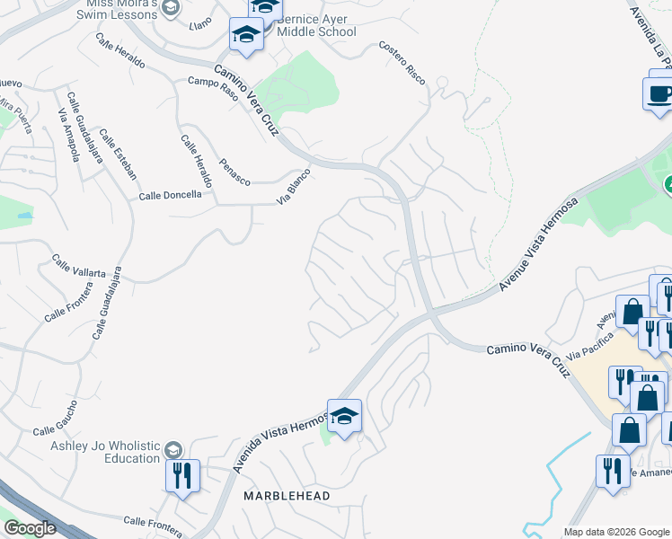 map of restaurants, bars, coffee shops, grocery stores, and more near 1308 Vista Prado in San Clemente