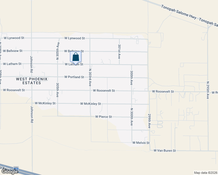 map of restaurants, bars, coffee shops, grocery stores, and more near 30138 West Roosevelt Street in Buckeye