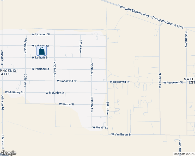 map of restaurants, bars, coffee shops, grocery stores, and more near 29938 West Roosevelt Street in Buckeye
