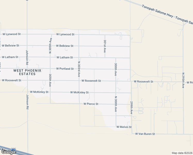 map of restaurants, bars, coffee shops, grocery stores, and more near 30138 West Roosevelt Street in Buckeye