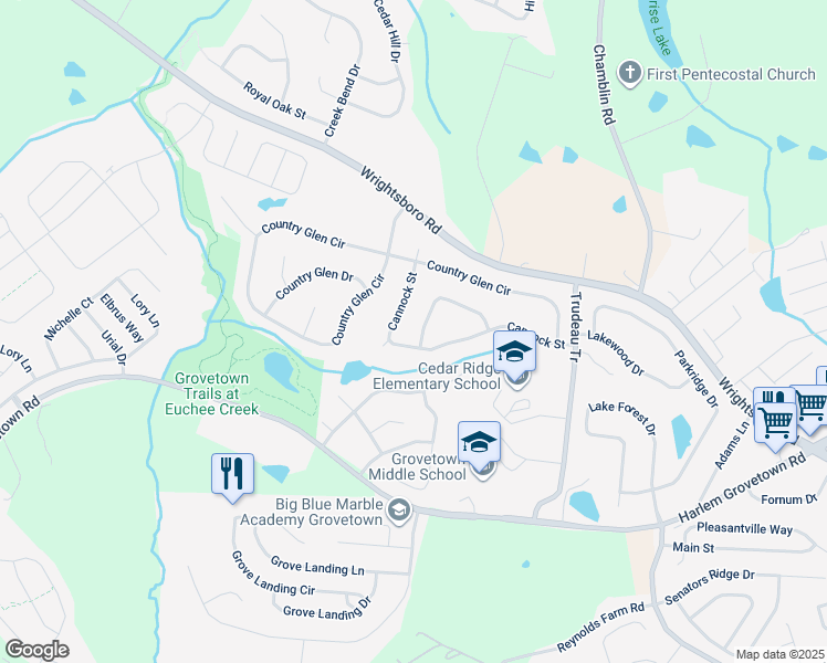 map of restaurants, bars, coffee shops, grocery stores, and more near 700 Cannock Loop in Grovetown