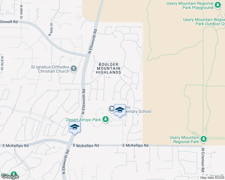 map of restaurants, bars, coffee shops, grocery stores, and more near 2342 North Malachite in Mesa