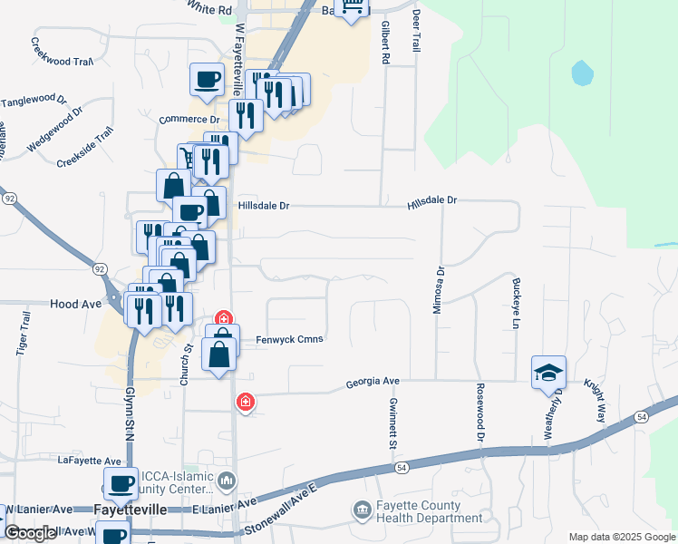 map of restaurants, bars, coffee shops, grocery stores, and more near 240 Carriage Chase in Fayetteville