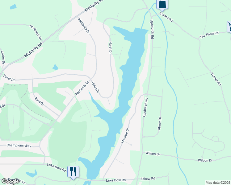 map of restaurants, bars, coffee shops, grocery stores, and more near 1375 Upchurch Road in McDonough