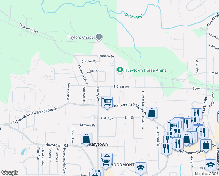 map of restaurants, bars, coffee shops, grocery stores, and more near 110 Fair Street in Bessemer