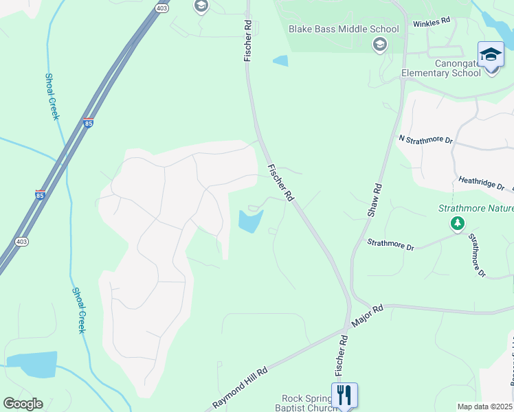 map of restaurants, bars, coffee shops, grocery stores, and more near 80 East Lake Road in Newnan