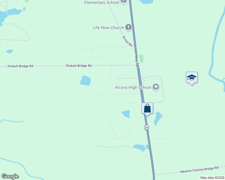 map of restaurants, bars, coffee shops, grocery stores, and more near 125 Pickett Bridge Road in Covington