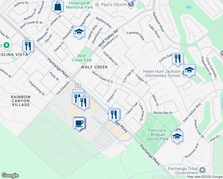 map of restaurants, bars, coffee shops, grocery stores, and more near 31937 Red Pine Way in Temecula
