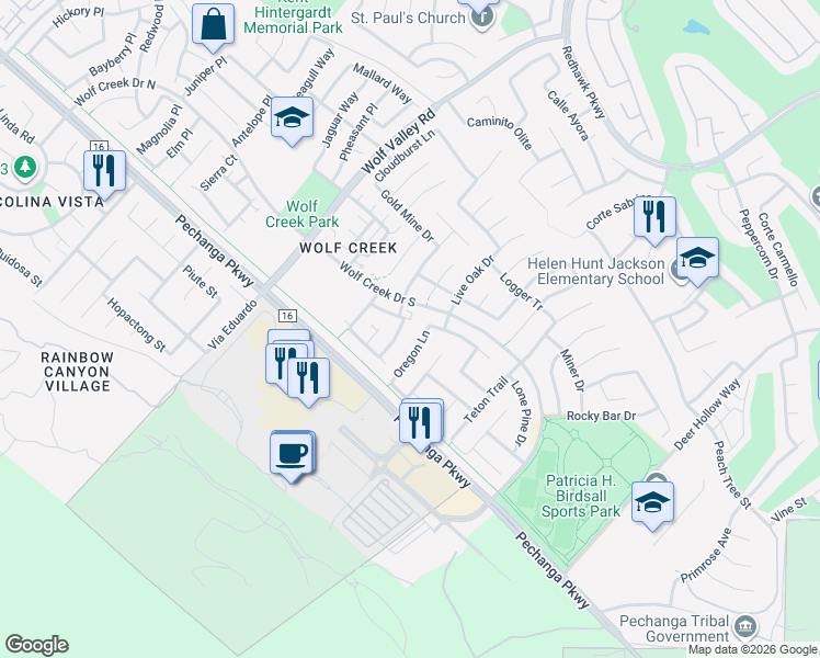 map of restaurants, bars, coffee shops, grocery stores, and more near 31937 Red Pine Way in Temecula