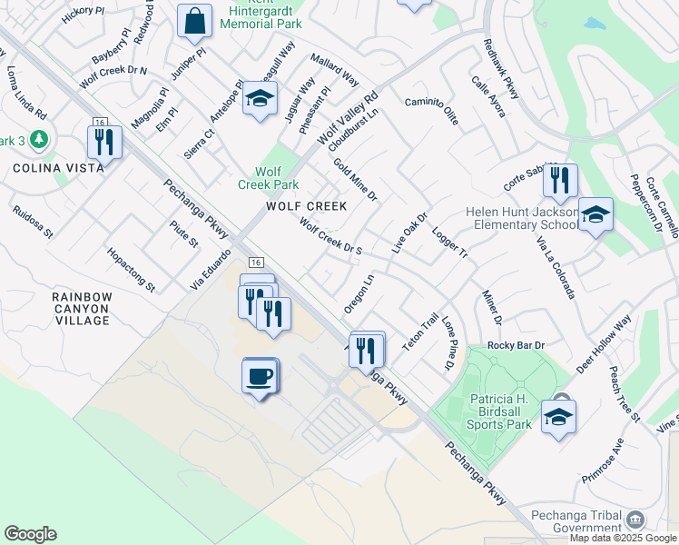 map of restaurants, bars, coffee shops, grocery stores, and more near 31934 Red Pine Way in Temecula