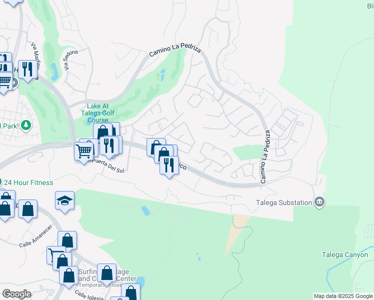map of restaurants, bars, coffee shops, grocery stores, and more near 33 Calle Pelicano in San Clemente