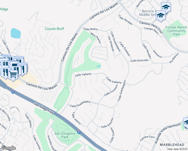 map of restaurants, bars, coffee shops, grocery stores, and more near 752 Calle Vallarta in San Clemente
