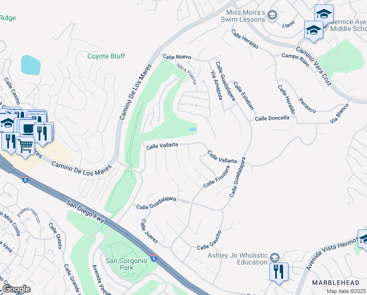 map of restaurants, bars, coffee shops, grocery stores, and more near 752 Calle Vallarta in San Clemente