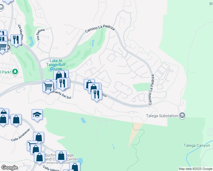 map of restaurants, bars, coffee shops, grocery stores, and more near 33 Calle Pelicano in San Clemente