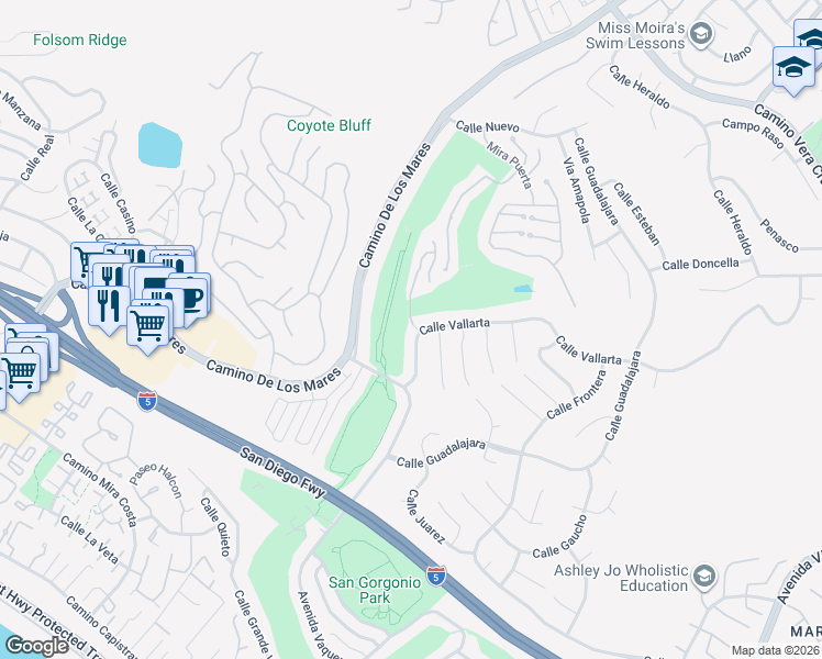 map of restaurants, bars, coffee shops, grocery stores, and more near 719 Calle Vallarta in San Clemente
