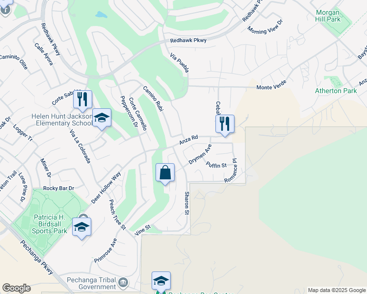 map of restaurants, bars, coffee shops, grocery stores, and more near 32962 Monte Drive in Temecula