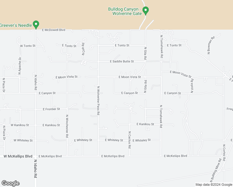 map of restaurants, bars, coffee shops, grocery stores, and more near East Canyon Street in Apache Junction
