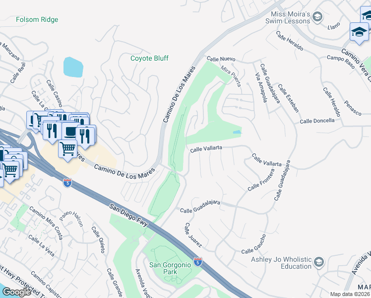 map of restaurants, bars, coffee shops, grocery stores, and more near 719 Calle Vallarta in San Clemente