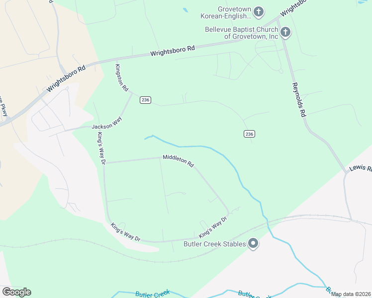 map of restaurants, bars, coffee shops, grocery stores, and more near 320 Middleton Road in Grovetown