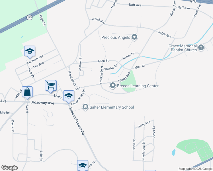 map of restaurants, bars, coffee shops, grocery stores, and more near 910 Nimitz Avenue in Talladega