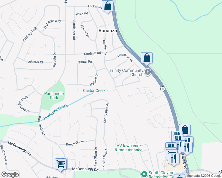 map of restaurants, bars, coffee shops, grocery stores, and more near 10884 Southshore Court in Hampton