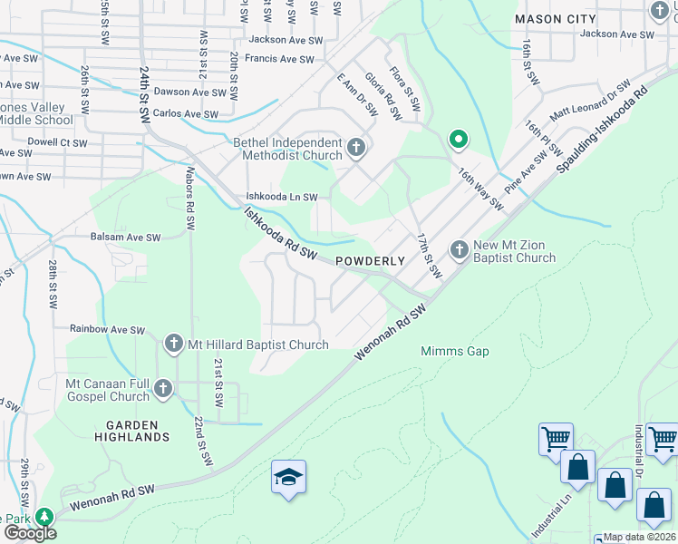 map of restaurants, bars, coffee shops, grocery stores, and more near 1804 Laurel Avenue Southwest in Birmingham