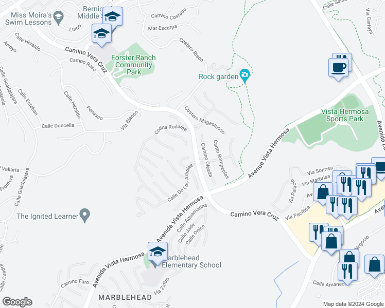 map of restaurants, bars, coffee shops, grocery stores, and more near 2000 Costero Hermoso in San Clemente