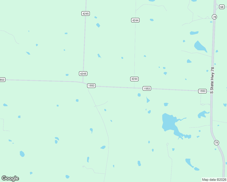map of restaurants, bars, coffee shops, grocery stores, and more near 1119 Farm to Market Road 1553 in Bonham