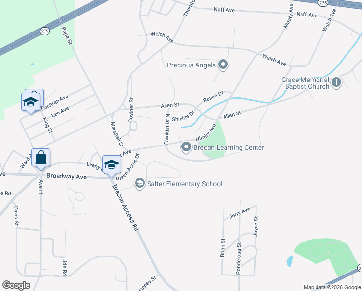 map of restaurants, bars, coffee shops, grocery stores, and more near 910 Nimitz Avenue in Talladega