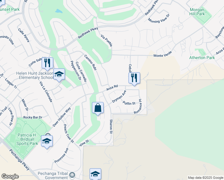 map of restaurants, bars, coffee shops, grocery stores, and more near 32992 Monte Drive in Temecula