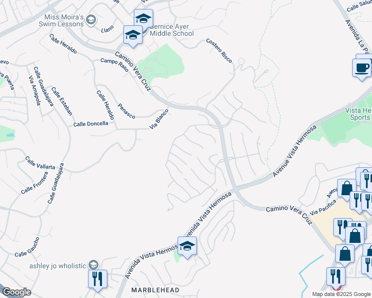 map of restaurants, bars, coffee shops, grocery stores, and more near 1711 Colina Terrestre in San Clemente