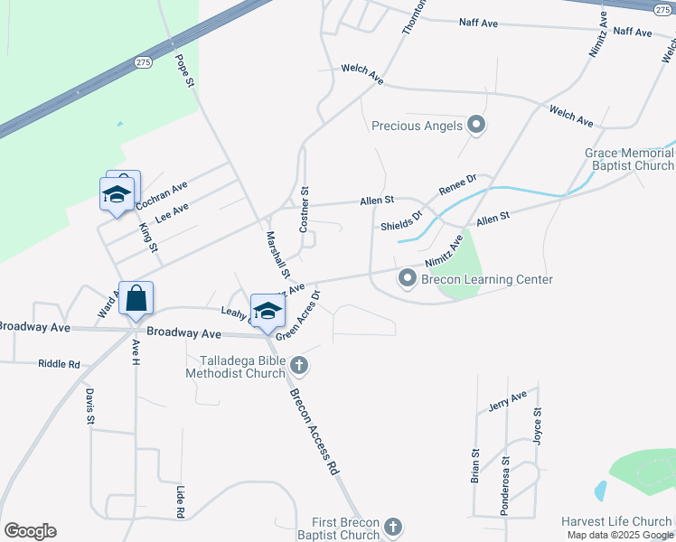 map of restaurants, bars, coffee shops, grocery stores, and more near 809 Nimitz Avenue in Talladega