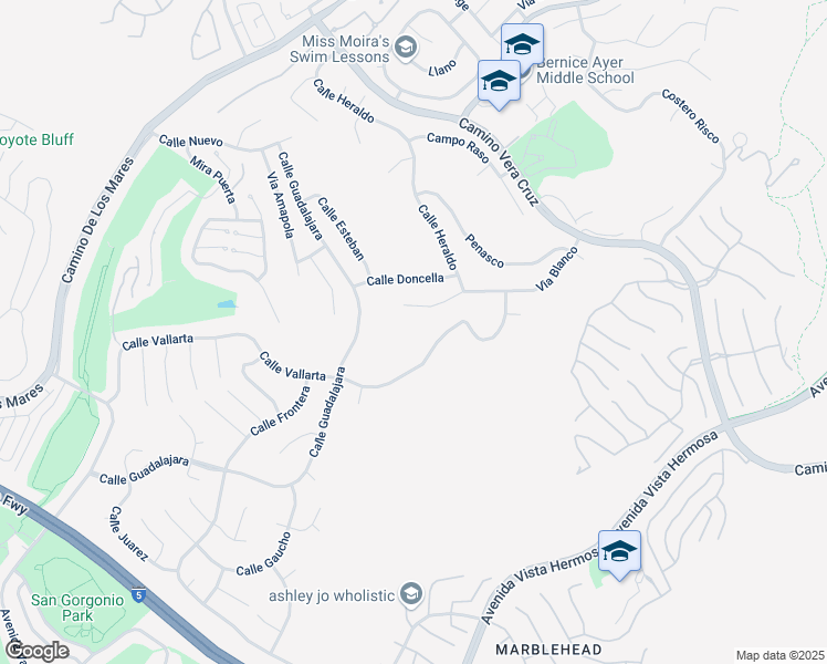 map of restaurants, bars, coffee shops, grocery stores, and more near 2945 Via Blanco in San Clemente