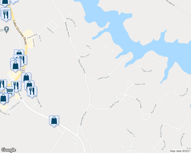 map of restaurants, bars, coffee shops, grocery stores, and more near 1030 Angel Pond East in Greensboro
