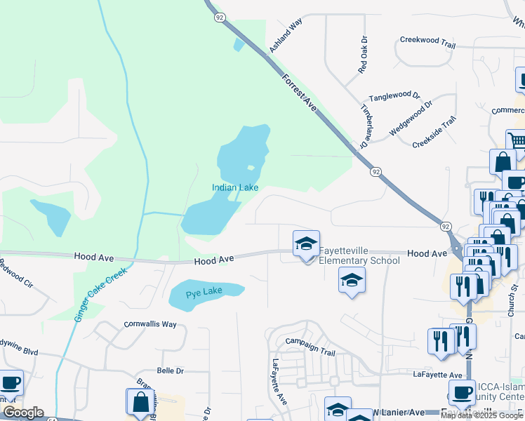 map of restaurants, bars, coffee shops, grocery stores, and more near 280 Winona Dr in Fayetteville