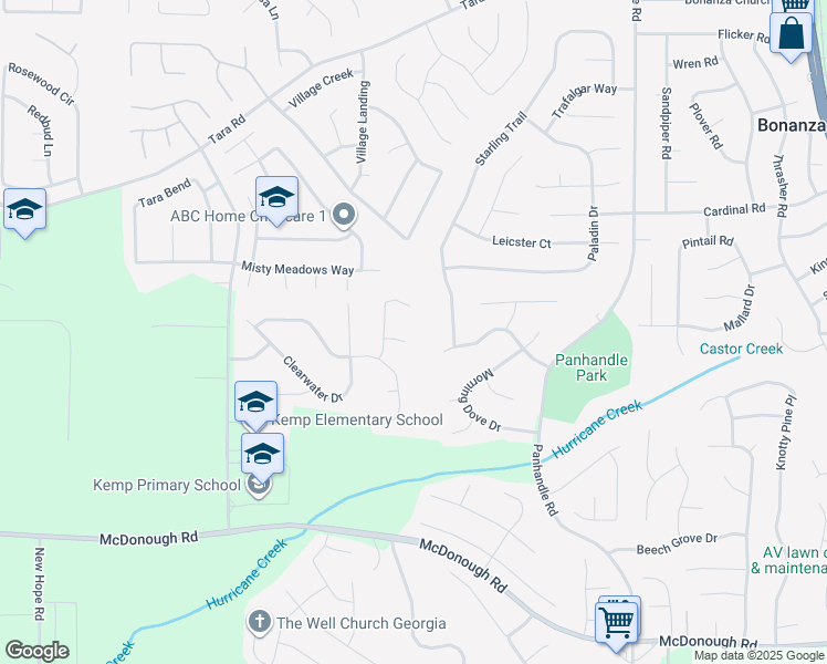 map of restaurants, bars, coffee shops, grocery stores, and more near 1240 Shady Brook Court in Hampton
