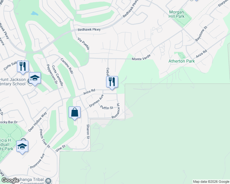 map of restaurants, bars, coffee shops, grocery stores, and more near 33218 Romance Place in Temecula