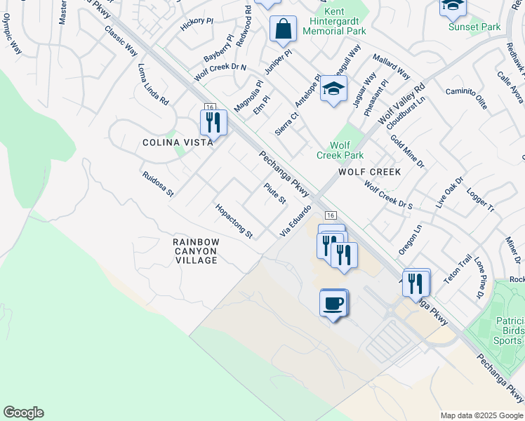 map of restaurants, bars, coffee shops, grocery stores, and more near 31311 Arabasca Circle in Temecula