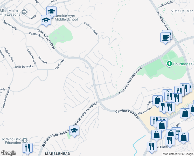 map of restaurants, bars, coffee shops, grocery stores, and more near 2428 Camino Oleada in San Clemente