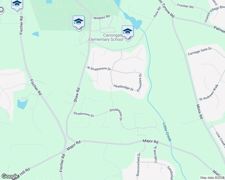 map of restaurants, bars, coffee shops, grocery stores, and more near 65 Heathridge Drive in Sharpsburg