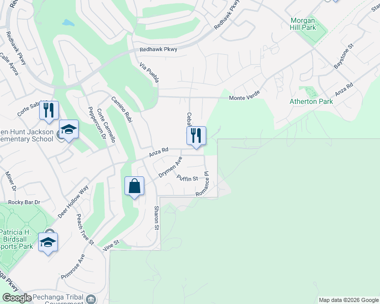 map of restaurants, bars, coffee shops, grocery stores, and more near 33128 Romance Place in Temecula